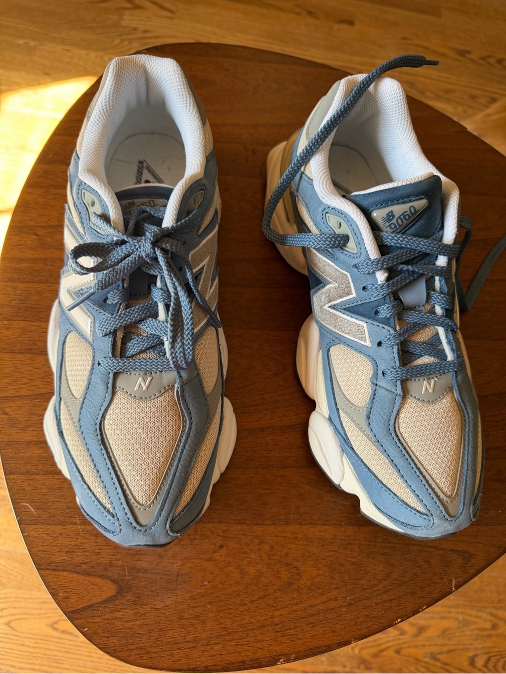 New Balance Blue and Cream Chunky Mesh Sneakers